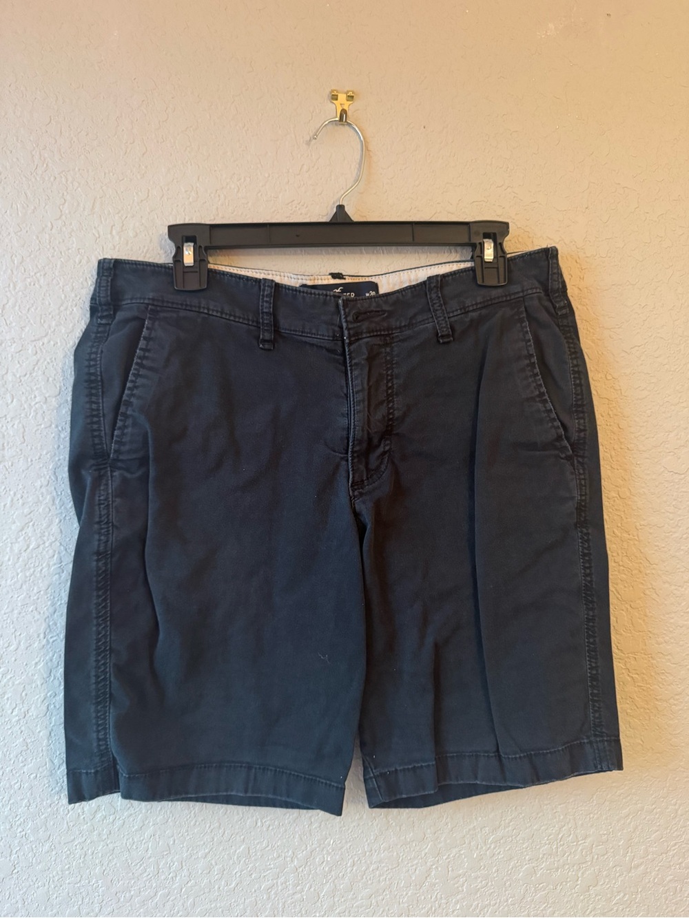 Hollister Men's Dark Navy Flat-Front Shorts
